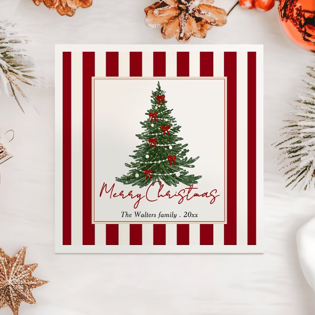 Elegant Bow Christmas Tree Party Napkin Serviette (Von Creator hochgeladen)