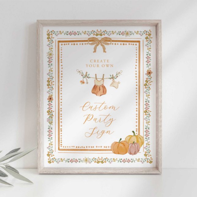 Elegant Bow Fall in Love Baby Shower Custom Sign Poster (Von Creator hochgeladen)