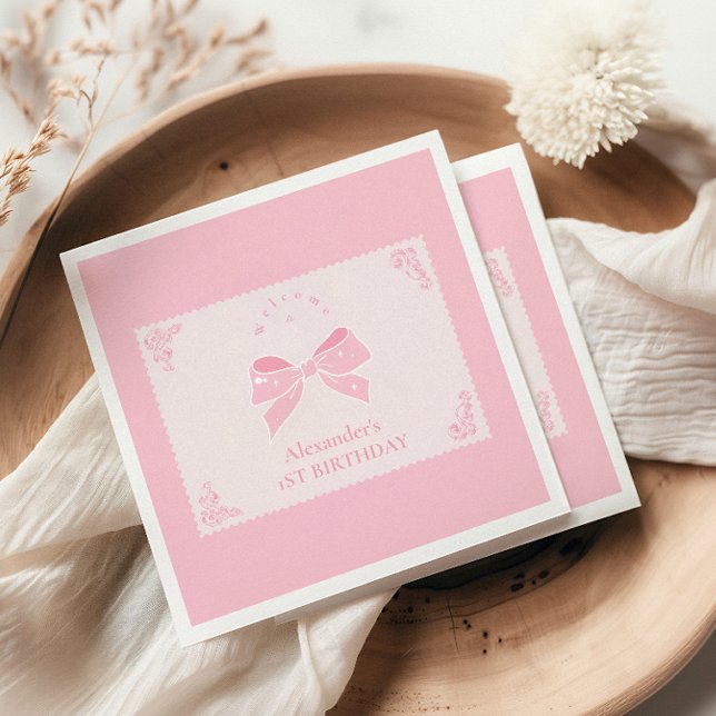 Elegant Bow Floral Extravagant ONE Girl 1. Geburts Serviette (Von Creator hochgeladen)