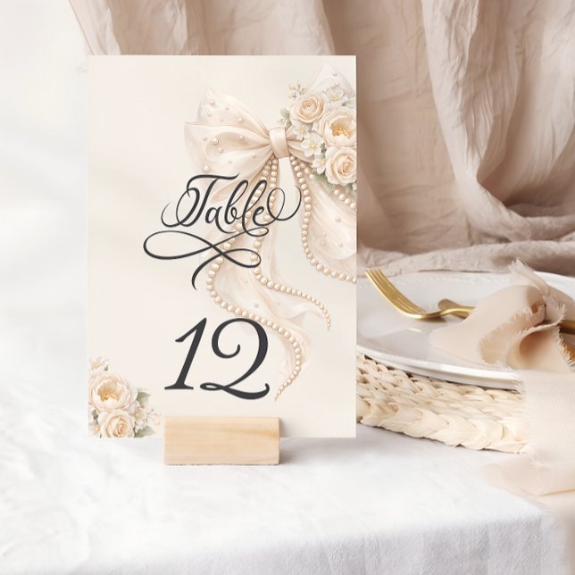 Elegant Bow Floral Table Number (Von Creator hochgeladen)