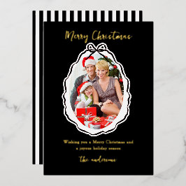 Elegant Bow Frame Foto Frohe Weihnachten Folien Feiertagskarte