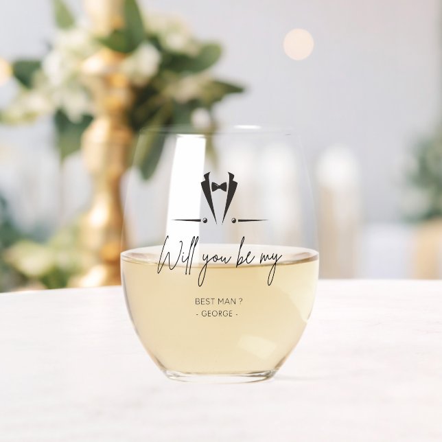 Elegant Bow Krawatte Tuxedo Trauzeuge Vorschlag Ge Weinglas Ohne Stiel (Insitu (Hochzeit))