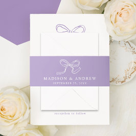Elegant Bow Lavender Wedding Einladungsbanderole