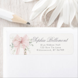 Elegant Bow Neutral Baby Shower Return Address