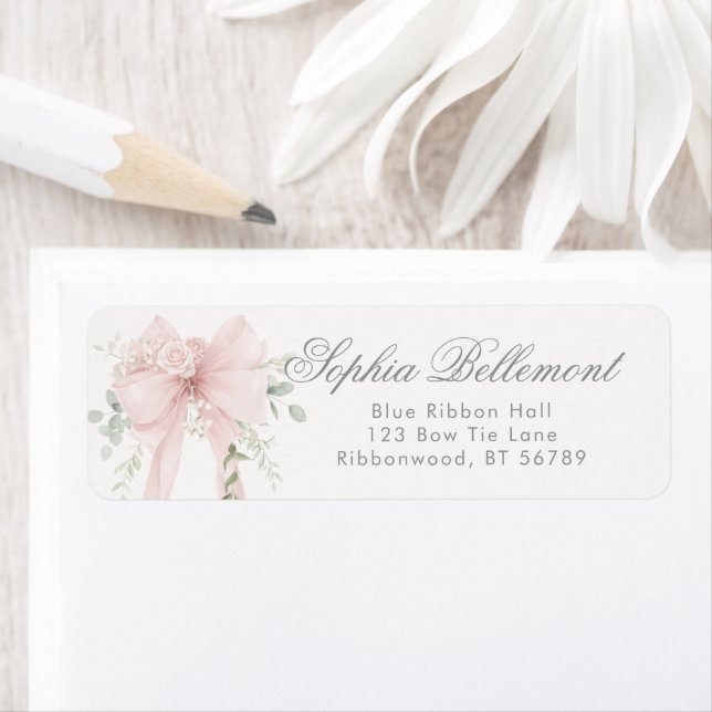 Elegant Bow Neutral Baby Shower Return Address (Insitu)