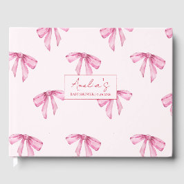 Elegant Bow Pink Girl Baby Shower Gästebuch