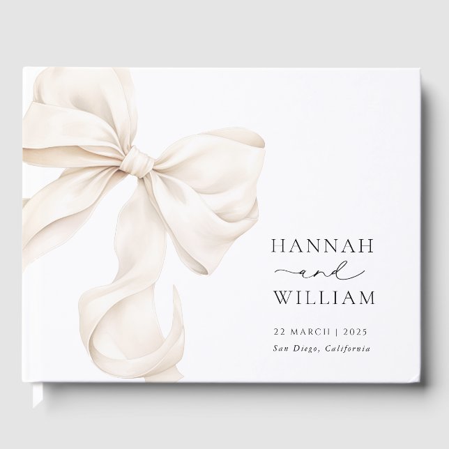 Elegant Bow Wedding Gästebuch (Vorderseite)