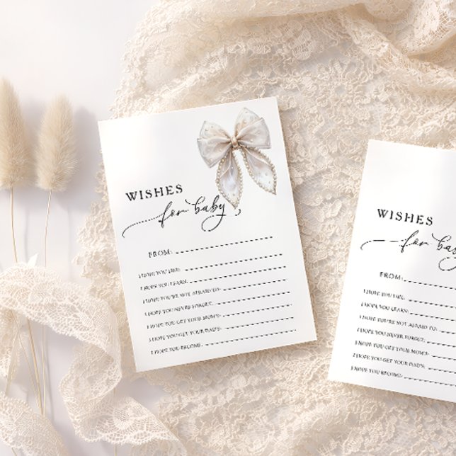 Elegant Bow Wishes For Baby Advice Game Card (Von Creator hochgeladen)
