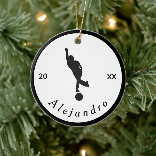 Elegant Bowling Theme Bowler Schwarz-weiß seinen N Keramik Ornament (Baum)