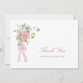 Elegant Bows and Wildflowers Dankeskarte