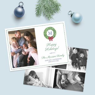 Elegant Boxwood Wreath Weihnachtsfoto Collage Feiertagskarte