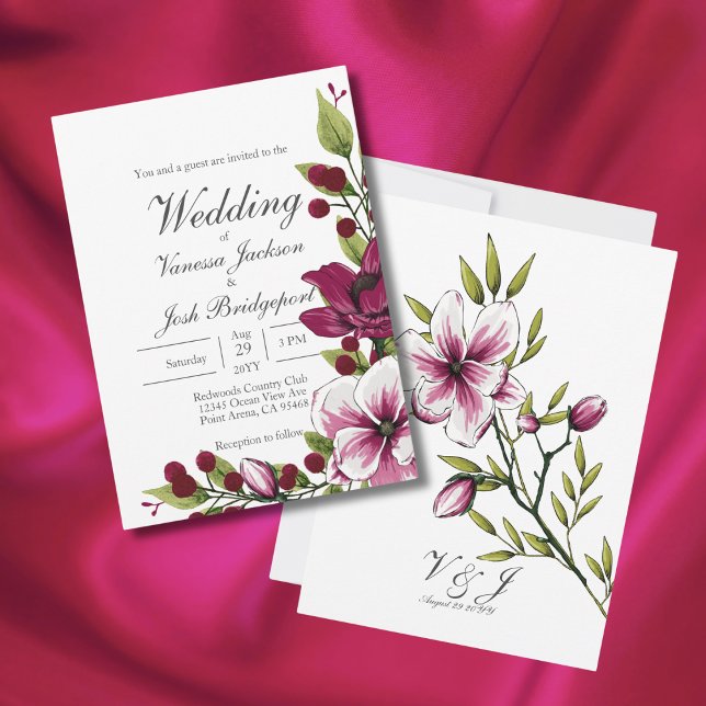 Elegant Boysenberry Floral Vibrant Grüne Hochzeit Einladung (Von Creator hochgeladen)