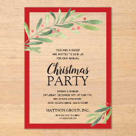 Elegant Branch and Berries Christmas Party Acryleinladungen
