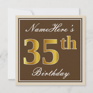 Elegant, Braun, Falsches Gold 35. Geburtstag + Nam Einladung