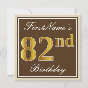 Elegant, Braun, Falsches Gold 82. Geburtstag + Nam Einladung