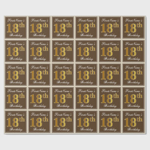 Elegant, braun, Imitate Gold 18. Geburtstag + Name Geschenkpapier