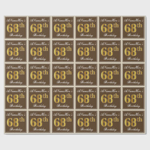 Elegant, braun, Imitate Gold 68. Geburtstag + Name Geschenkpapier