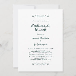 Elegant Bridal Brunch Bridesmaids Emerald Green Einladung