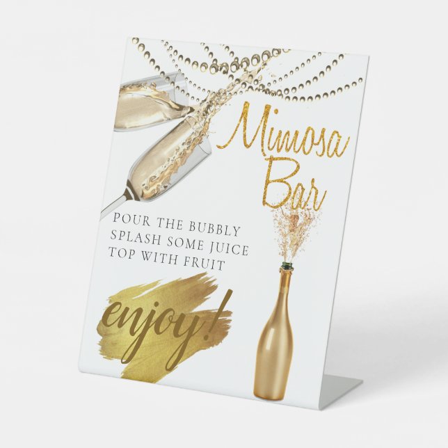 Elegant Bridal Brunch Mimosa Bar Pedestal Zeichen Sockelschild (Vorderseite)