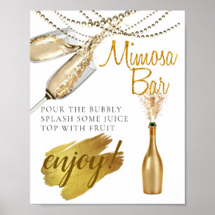 Elegant Bridal Brunch Mimosa Bar Sign Poster