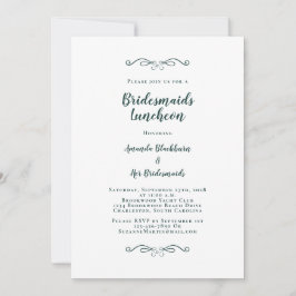 Elegant Bridal Luncheon Bridesmaids Emerald Green Einladung