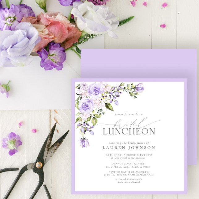 Elegant Bridal Luncheon Floral Lilac Lavender Einladung (Von Creator hochgeladen)