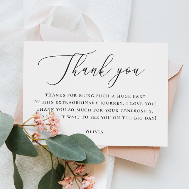 Elegant Bridal Shower Note | Minimalist Script Dankeskarte (Von Creator hochgeladen)