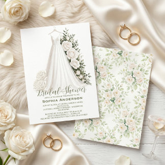 Elegant Bridal Shower with Wedding Dress  Einladung