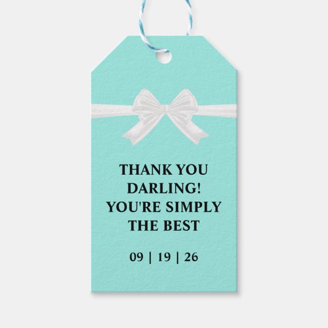Elegant Bride & Co. Brautparty Teal Geschenkanhänger (Vorderseite)