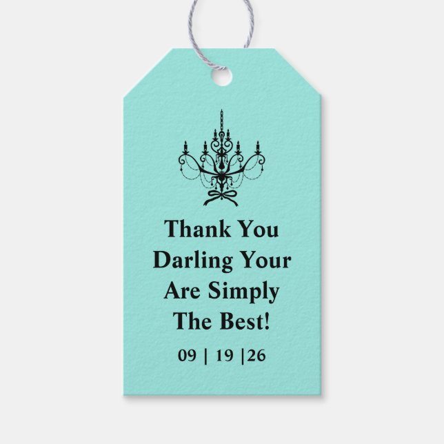 Elegant Bride & Co. Brautparty Teal Geschenkanhänger (Vorderseite)