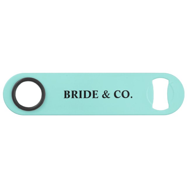 Elegant Bride & Co. Bridal Shower Teal Speed Flaschenöffner (Vorderseite (Horizontal))