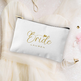 Elegant Bride Gold Script Name Cosmetic Geschenk Zubehörtasche