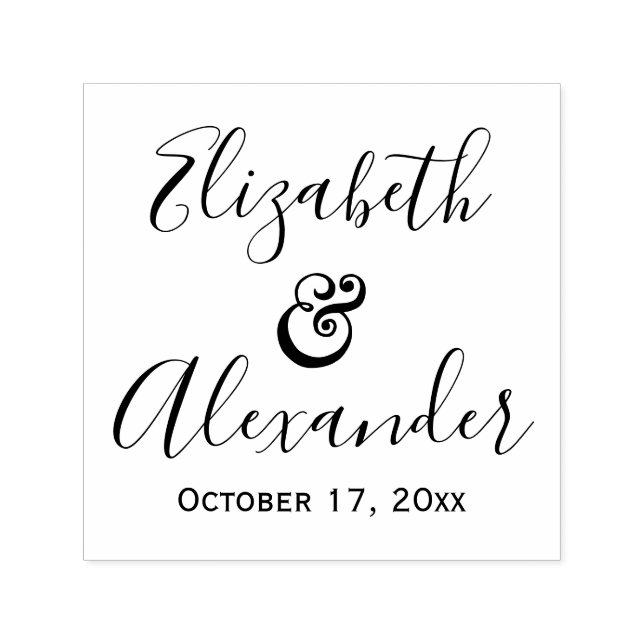 Elegant Bride Groom Names Wedding Calligraphy Permastempel (Design)