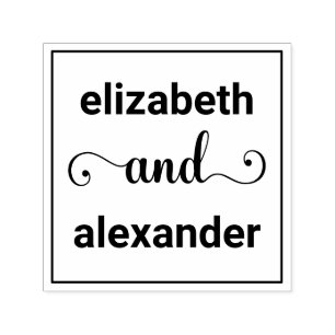Elegant Bride Groom Names Wedding Typografy #1F Permastempel