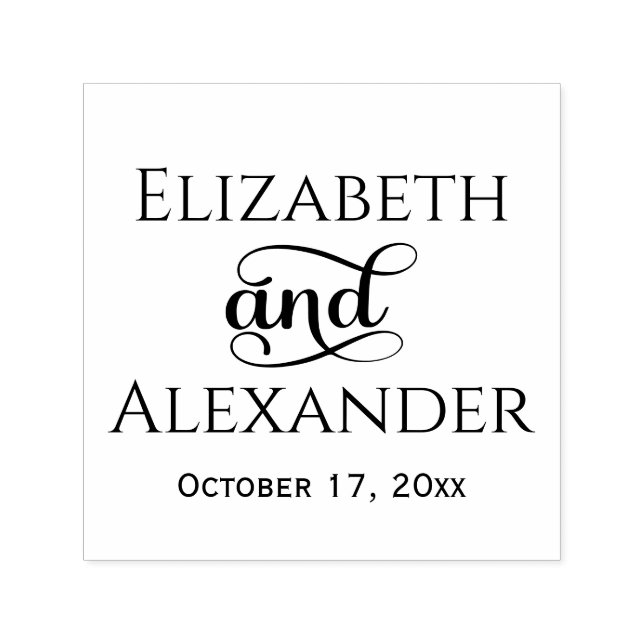 Elegant Bride Groom Names Wedding Typografy #3 Permastempel (Design)