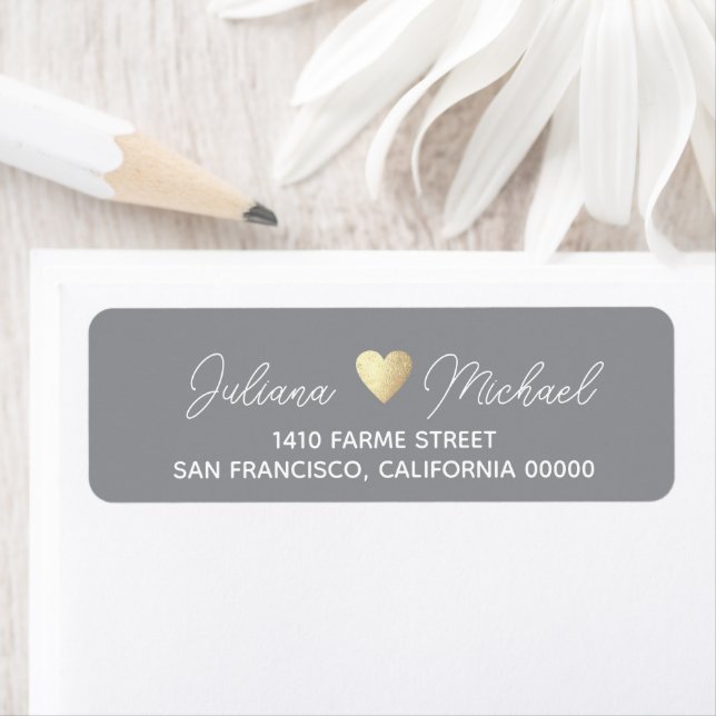 Elegant bride groom wedding return address gray (Insitu)