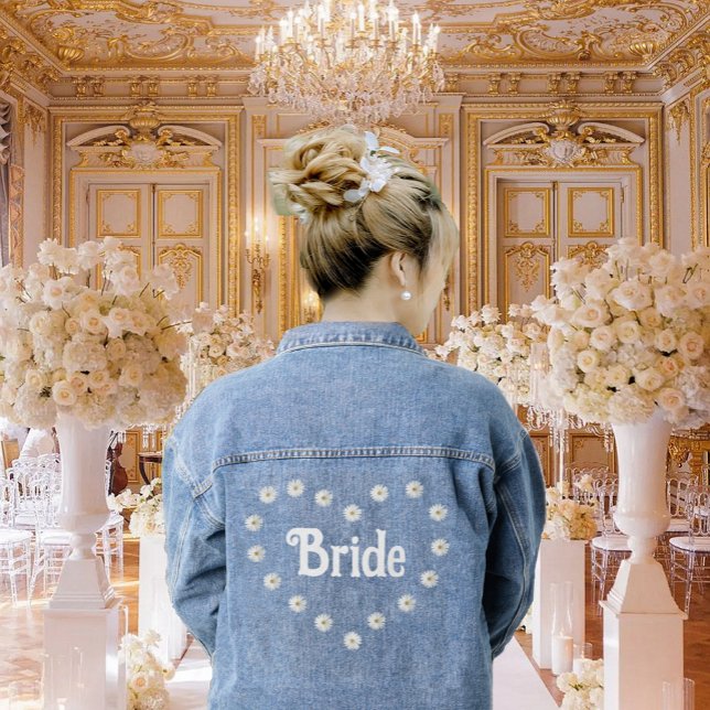 Elegant Bride Heart & Daisy Blume Denim Jacket Jeansjacke (Von Creator hochgeladen)