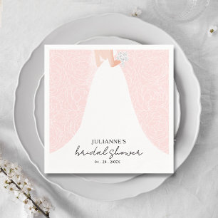 Elegant Bride on Pink Brautparty Serviette