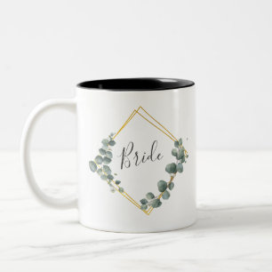 Elegant Bride Watercolor Eukalyptus Zweifarbige Tasse