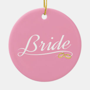 Elegant Bride Wedding Calligraphy Keramik Ornament