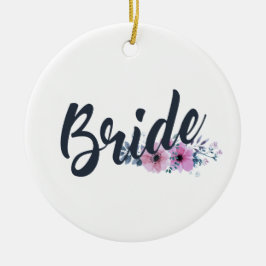 Elegant Bride Wedding Calligraphy Keramik Ornament