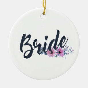 Elegant Bride Wedding Calligraphy Keramik Ornament