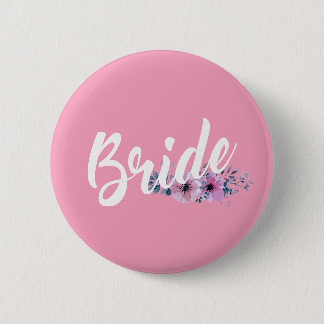 Elegant Bride Wedding Calligraphy | Schaltfläche B Button (Vorderseite)