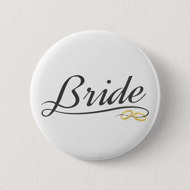 Elegant Bride Wedding Calligraphy | Schaltfläche B Button (Vorderseite)
