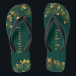 Elegant Bridesmaid Emerald Green & Gold Foliage Flip Flops<br><div class="desc">Diese eleganten Maid smaragdgrün und goldblättrigen Flip Flops mit goldenem Blattmuster und moderner Typografie auf zeitlos dunkelgrünem Hintergrund. Es ist ein schönes Geschenk für Ihr Brautparty. Anzeigen der Auflistung auf dieser Seite, um passende Elemente zu finden. Staffel es mit deinen Informationen anpassen. Wenn Sie gewollt haben, um den Stil, die...</div>