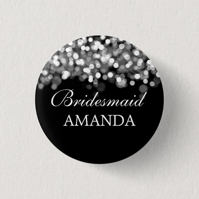 Elegant Bridesmaid Gefallen Silberleuchten Button (Vorderseite)