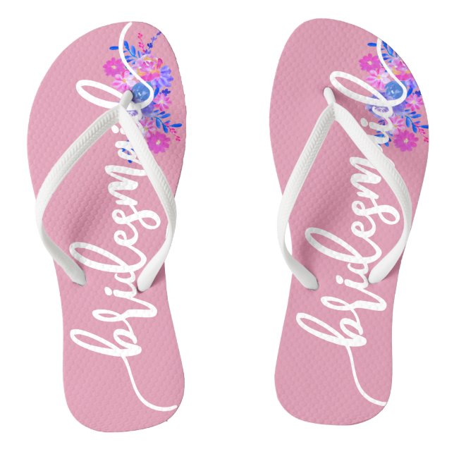 Elegant Bridesmaid Hochzeitkalligrafie Flip Flops (Fußbett)