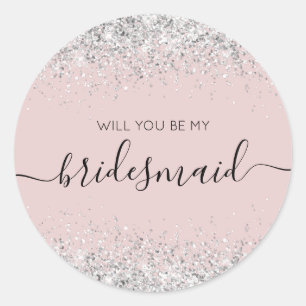 Elegant Bridesmaid Vorschlag Glitzer confetti Runder Aufkleber