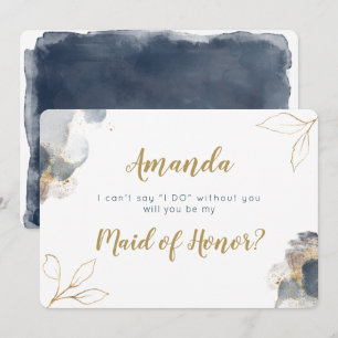 Elegant Bridesmaid Vorschlag Karte Marine und Gold