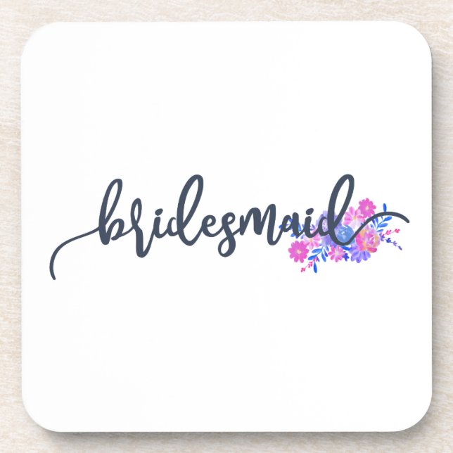Elegant Bridesmaid Wedding Calligraphy | UNTERSETZ Getränkeuntersetzer (Vorderseite)